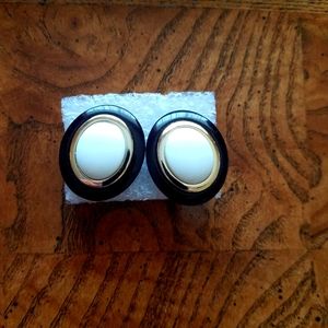 Black, white & gold earrings